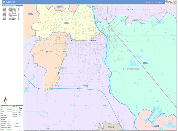 St. Cloud, MN Zip Code Map